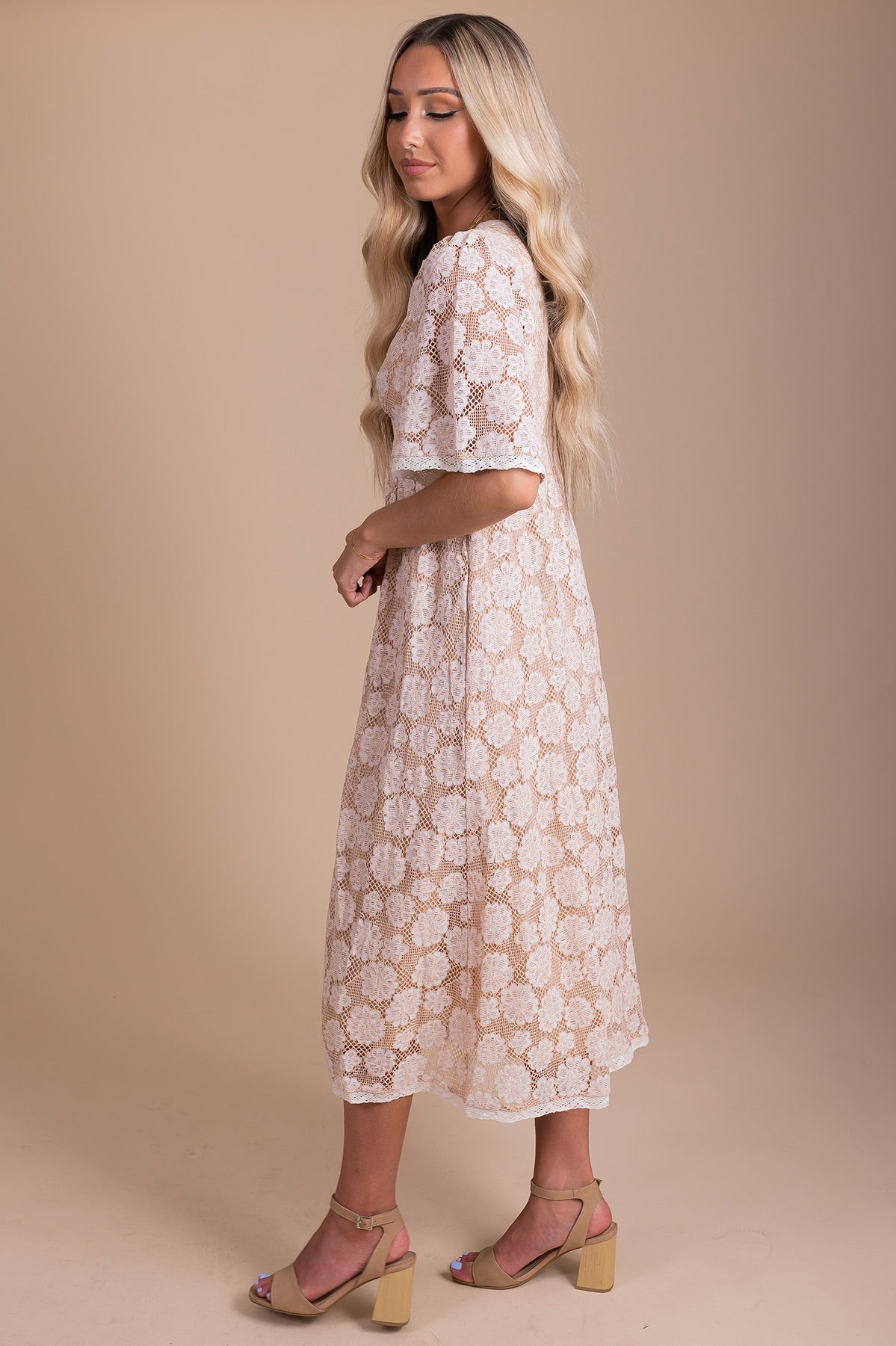 She's So Gorgeous Cream Midi Dress ...